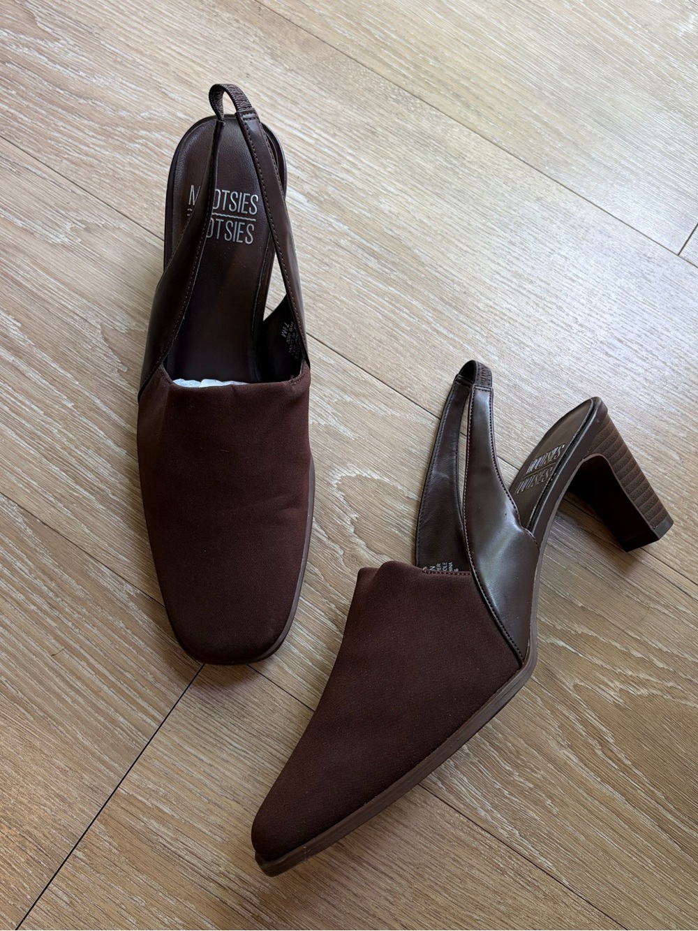 Mootsies Tootsies Dark Brown Slingback Block Heel Pumps